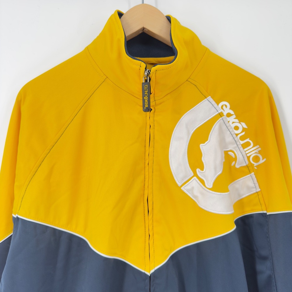 Ecko Unltd. Y2K Full Zip Track Jacket Mens  3XL VTG Yellow & Blue Baggy VTG